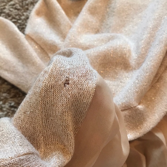 HauteLook Rose Gold Shimmer Sheer Back Sweater XS - Picture 3 of 3